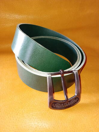 Kožený opaskový pás, zelený, nešitý