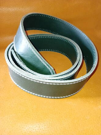 Kožený opaskový pás zelený, prešitý 2.